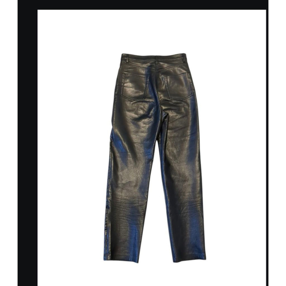 Aritzia Wilfred Leather Straight Leg High Waist Black Pant Size 4 - Picture 4 of 11
